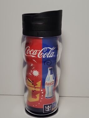 Coca-Cola Red and Blue Travel Tumbler with Black Lid